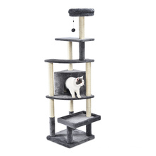 Torre de gatito de mascotas grande poste de madera Juguesa colgante Toy Super Alto Multi niveles Feates Cat Árbol